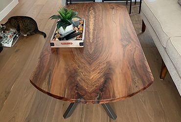 Sycamore Bookmatch Coffee Table with Custom Legs